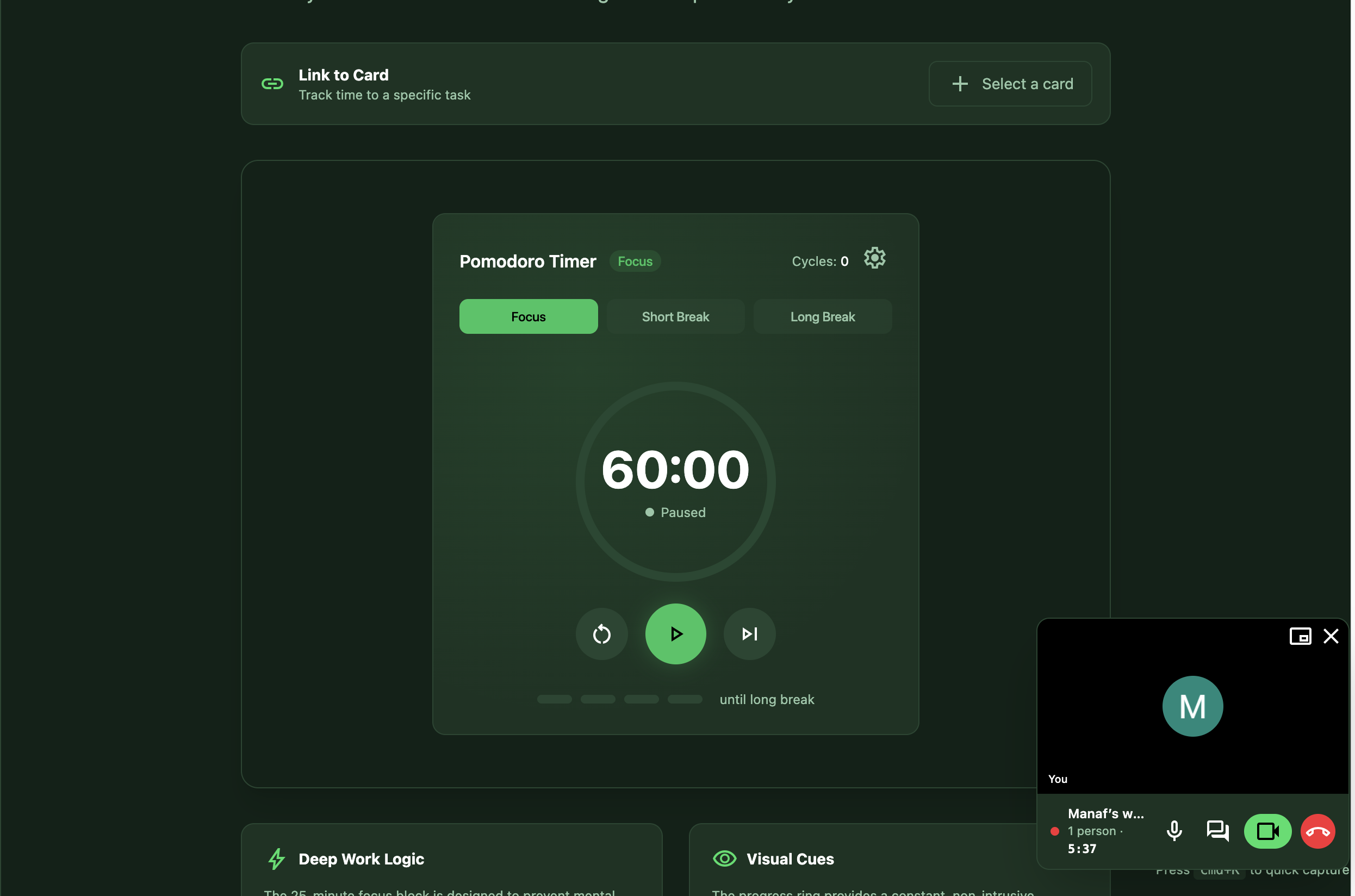 The floating call dock with the mini-video and controls