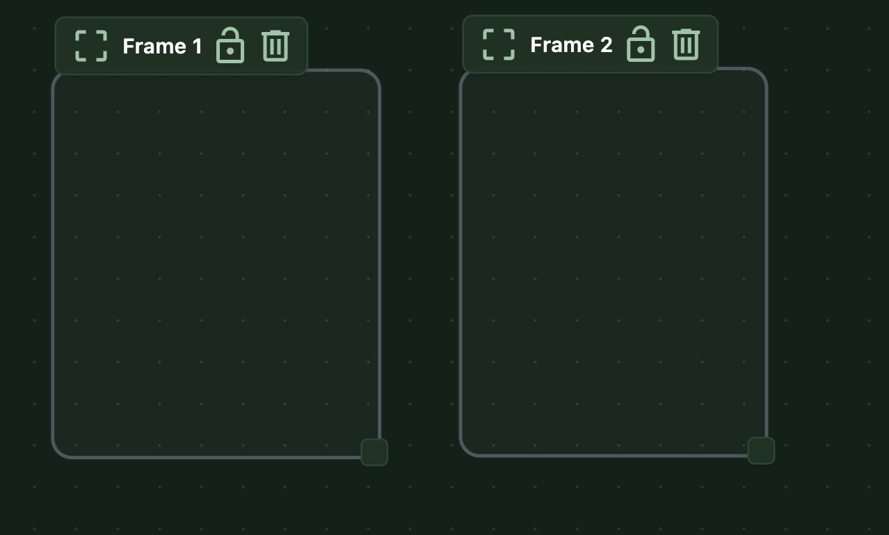 Two titled frames on the whiteboard
